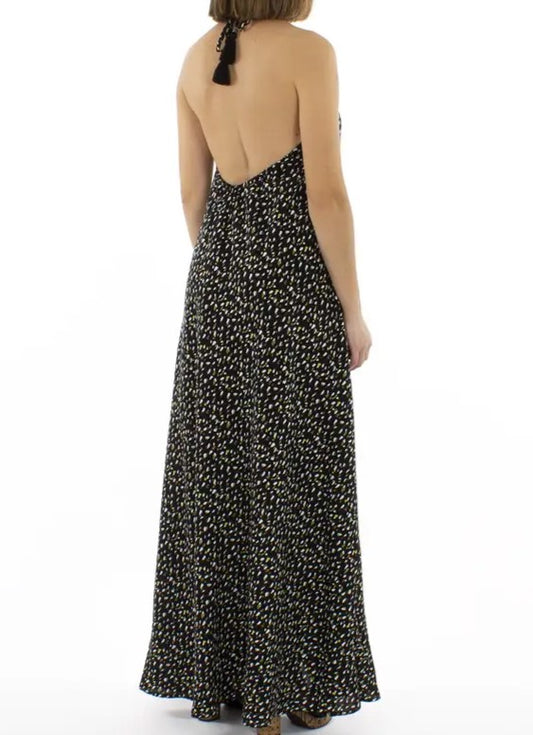 Haljina na bretele koje se vežu oko vrata - crna