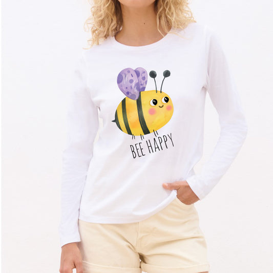 Bee happy - Pamučna majica dugi rukavi