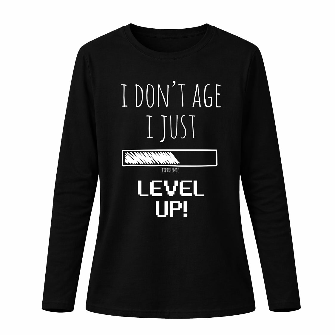 I don't age, I just level up - Pamučna majica dugi rukavi crna - S veličina