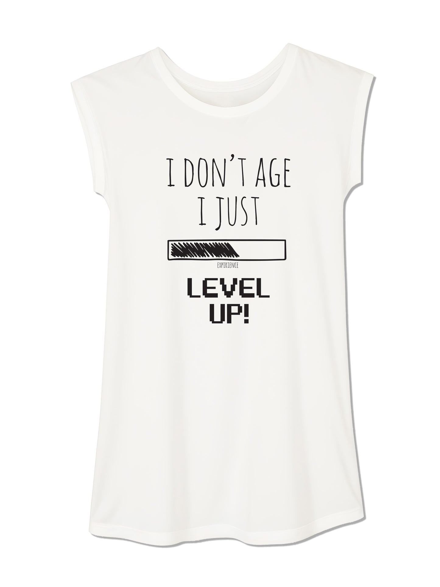 I don't age, I just level up - Tunika kratki rukavi bijela L/XL