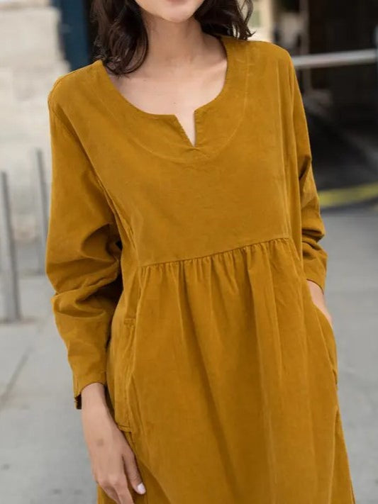 Haljina boje senfa – samt