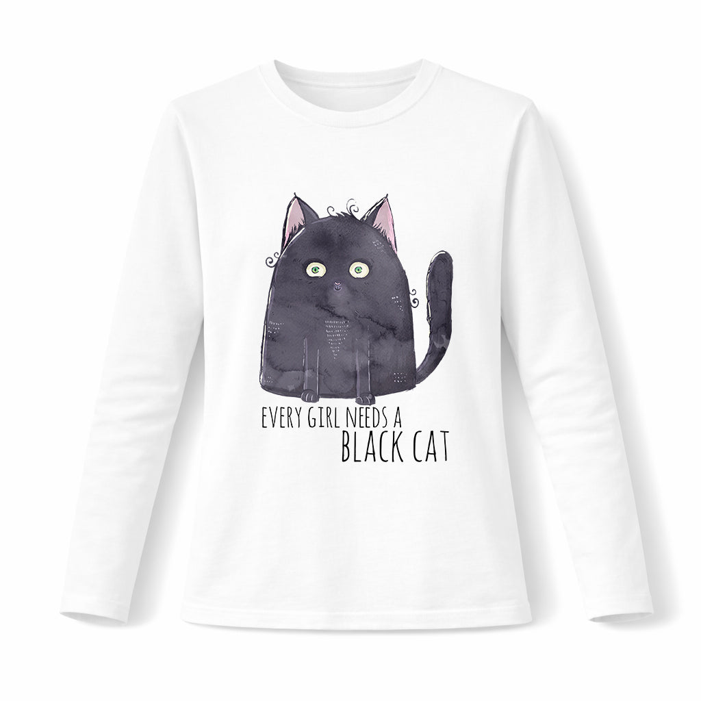 Every girl needs black cat - Pamučna majica dugi rukavi