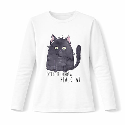 Every girl needs black cat - Pamučna majica dugi rukavi