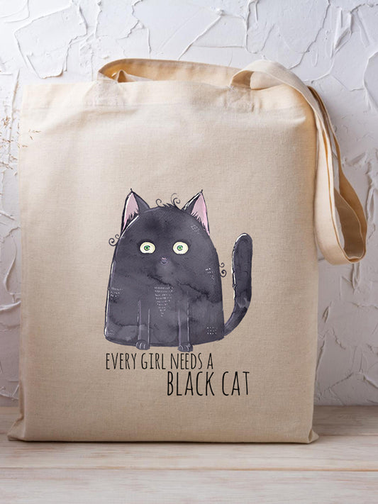 Every girl needs black cat - Platnena torba