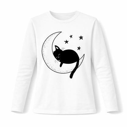 Cat and moon - Pamučna majica dugi rukavi