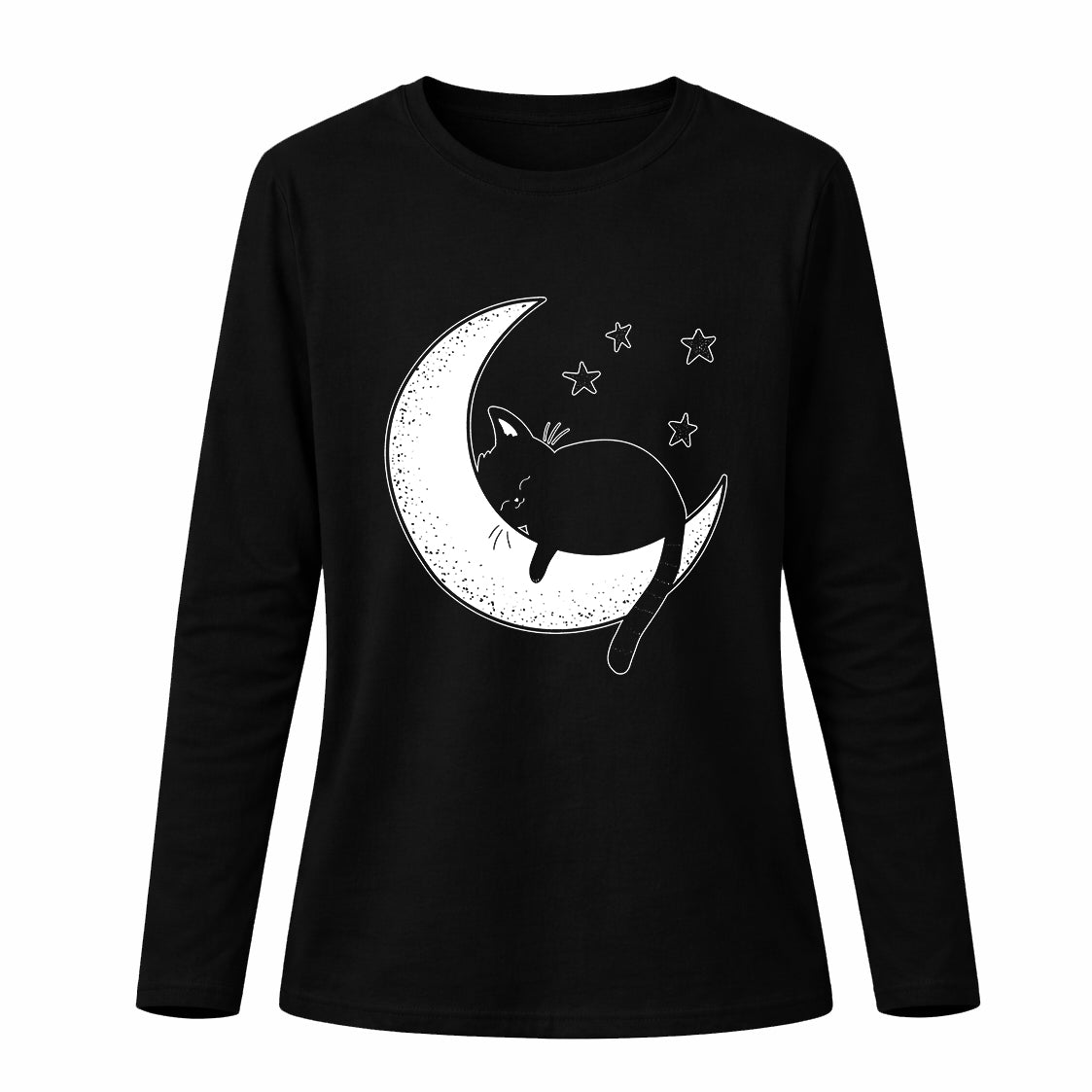 Cat and moon - Pamučna majica dugi rukavi