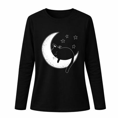 Cat and moon - Pamučna majica dugi rukavi