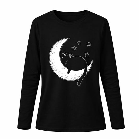 Cat and moon - Pamučna majica dugi rukavi