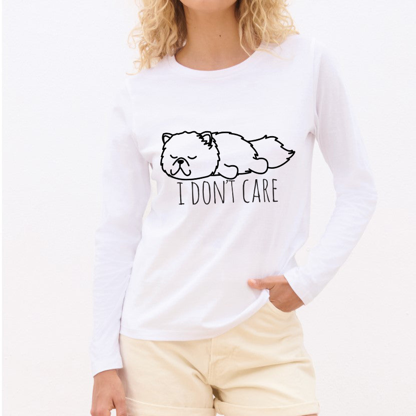 I don't care - Pamučna majica dugi rukavi
