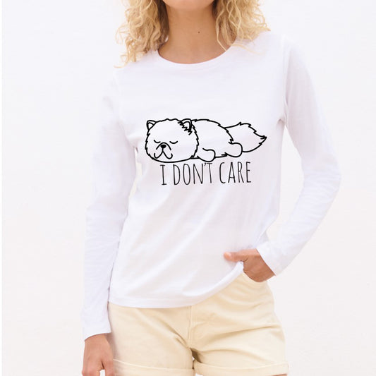 I don't care - Pamučna majica dugi rukavi