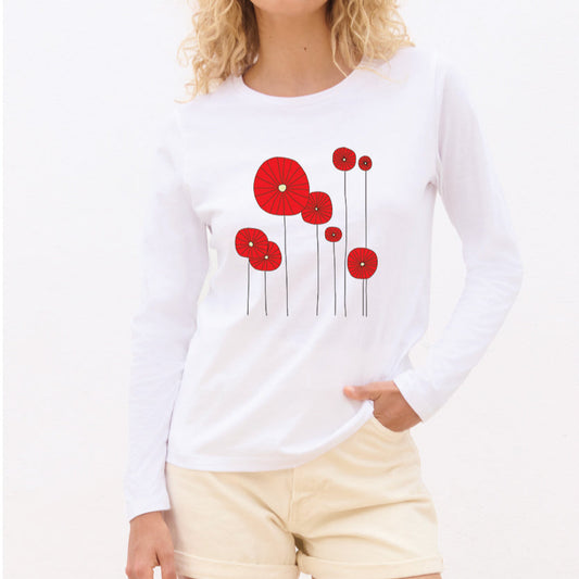 Poppies - Pamučna majica dugi rukavi